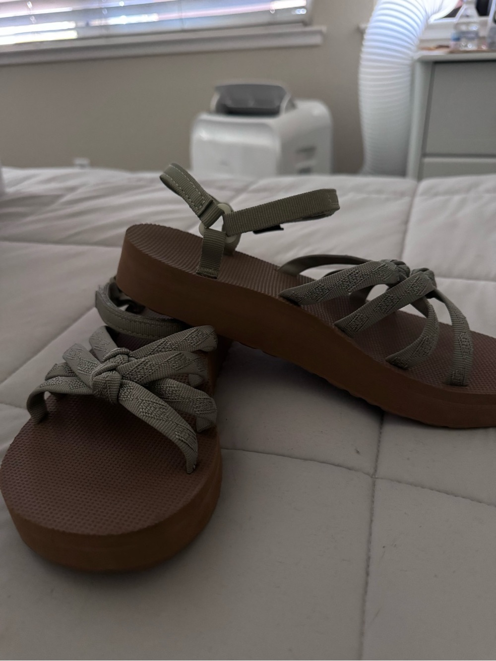Teva Olive Green Strappy Platform Sandals